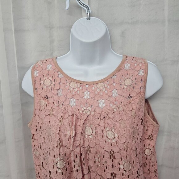 Shannon Ford Pink Floral Lace Tank Coquette Boho Retro M - Picture 2 of 10